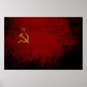 Poster Bandeira preta de União Soviética do Grunge