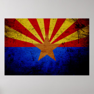 Poster Bandeira preta do estado da arizona do Grunge