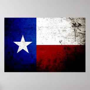 Póster Bandeira preta do estado de Texas do Grunge