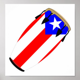 Póster Bandeira Puerto Rico do Conga