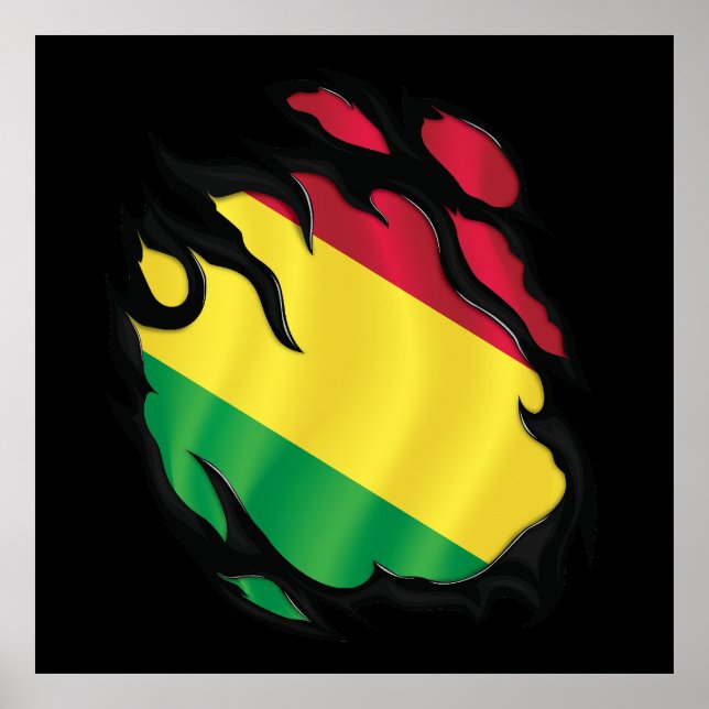 Poster Bandeira Rasgada da Bolívia (Frente)