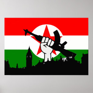 Póster Bandeira republicana britânica dos lutadores acim