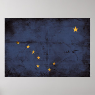 Poster Bandeira resistida de Alaska