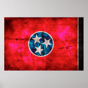 Poster Bandeira resistida do estado de Tennessee do