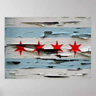 Poster Bandeira resistida vintage de Chicago