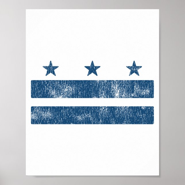 Poster Bandeira Retro Azul de Washington Dc Distrito de C (Frente)