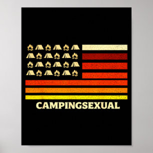 Poster Bandeira retro de tenda de vida de camping feliz