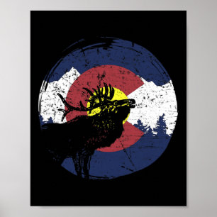 Poster Bandeira Retro do Estado do Colorado Montanhas Roc