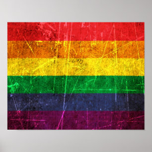 Póster Bandeira riscada e vestida do arco-íris do orgulh