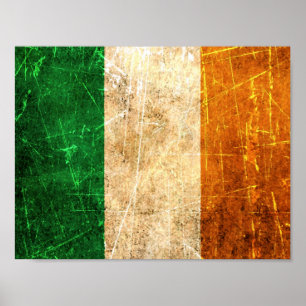 Póster Bandeira riscada e vestida do irlandês do vintage