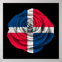 Bandeira Rosa da República Dominicana em Preto