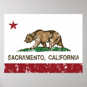 Póster bandeira sacramento de Califórnia afligido