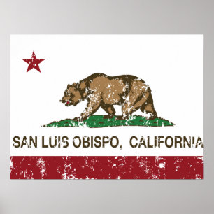 Poster Bandeira San Luis Obispo do estado de Califórnia