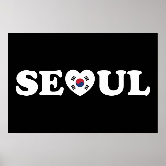 Poster Bandeira Taegeukgi Coração de Amor de Seul (Frente)