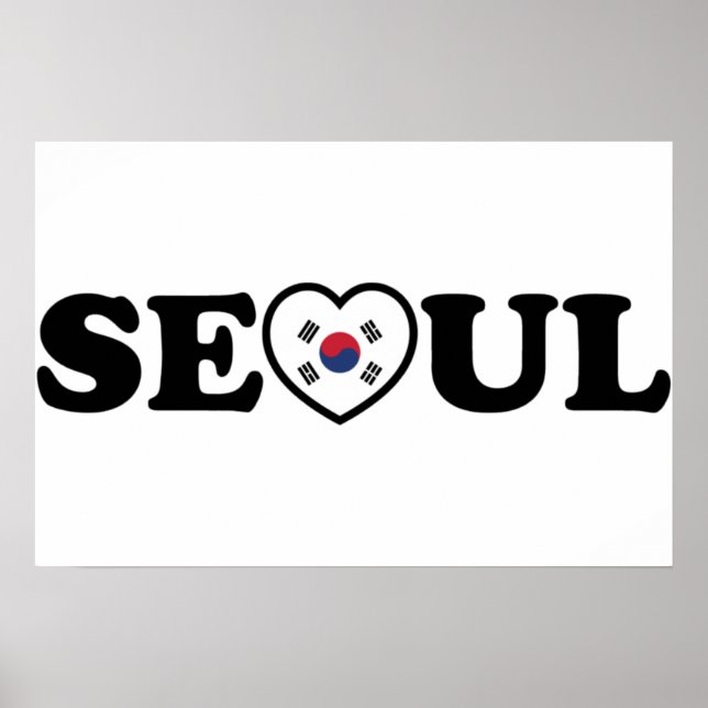 Poster Bandeira Taegeukgi Coração de Amor de Seul (Frente)