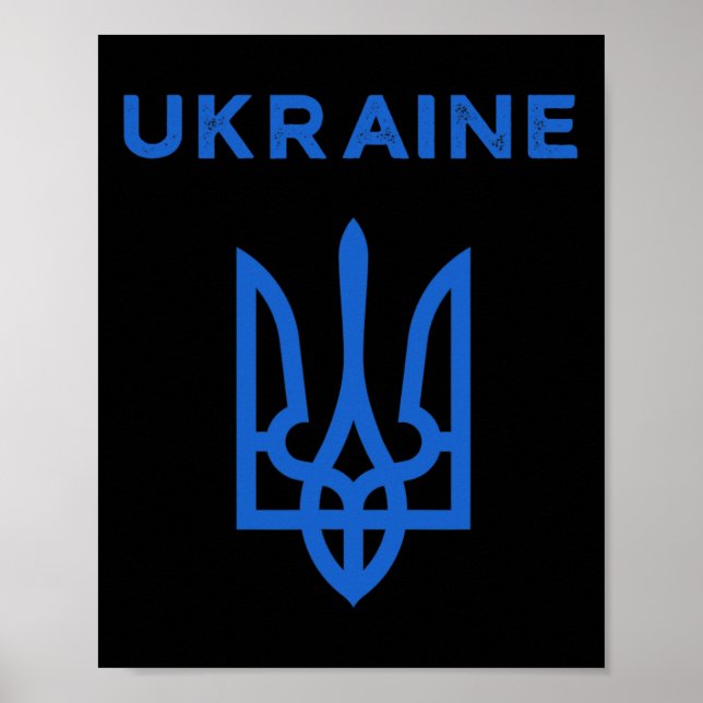 Poster Bandeira Tridente de Apoio à Ucrânia Tryzub Ucrani (Frente)