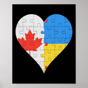 Poster Bandeira ucraniana canadense Coração Canadá Ucrâni