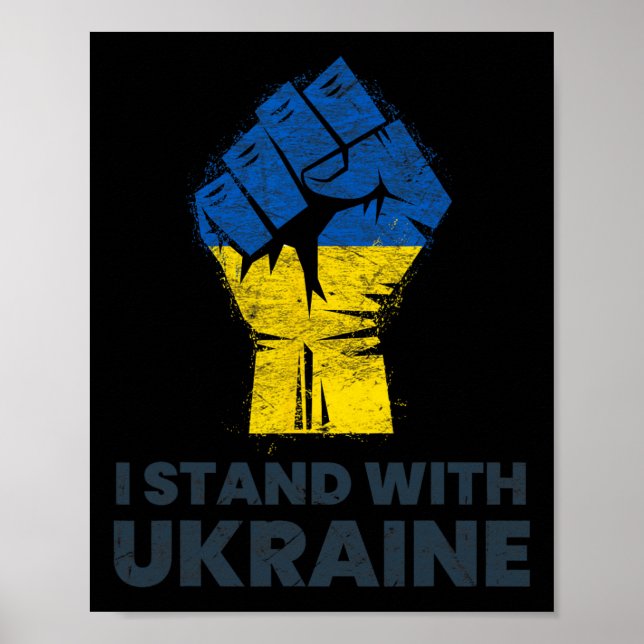 Poster Bandeira Ucraniana - Eu Estou Com a Bandeira da Uc (Frente)