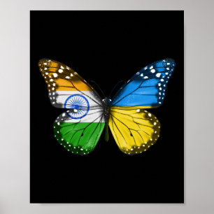 Poster Bandeira ucraniana indiana Borboleta Índia Ucrânia