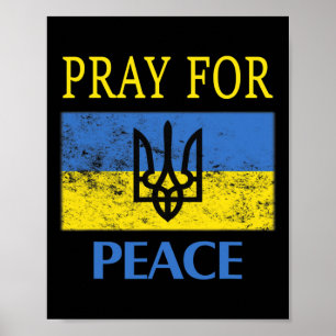 Poster Bandeira ucraniana vintage Reze pela paz Reze pela