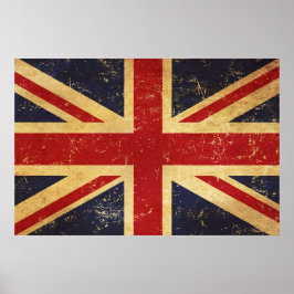Poster Bandeira Union Jack Britânica Vintage