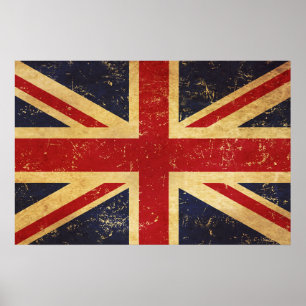 Poster Bandeira Union Jack Britânica Vintage