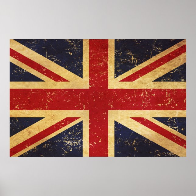 Poster Bandeira Union Jack Britânica Vintage (Frente)