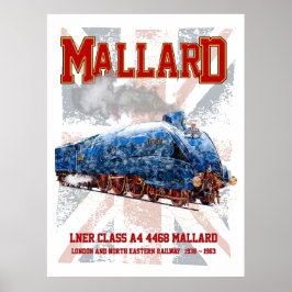 Poster bandeira Union Jack da locomotiva LNER Classe A4 M