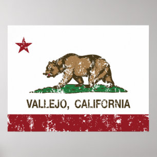 Poster Bandeira Vallejo do estado de Califórnia