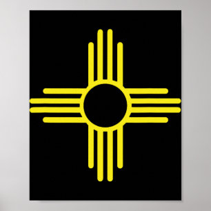 Poster Bandeira Vintage do Novo México Sol Zia Retro Enve
