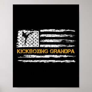 Poster Bandeira Vintage dos EUA Lutador de MMA Kickboxing
