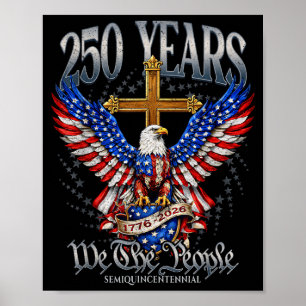 Poster Bandeira Vintage Eagle EUA 250 Anos 1776-2026 250º