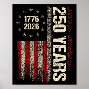 Poster Bandeira Vintage EUA 250º Aniversário Independênci