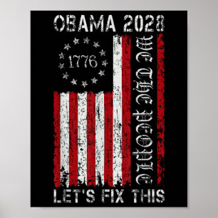 Poster Bandeira Vintage Obama Retro Patriótica 2028 Polít