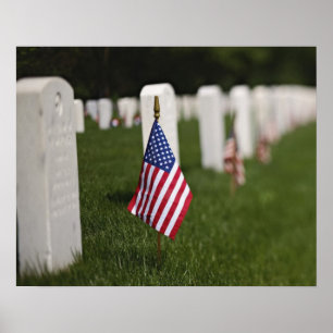Póster Bandeiras americanas em túmulos de veteranos