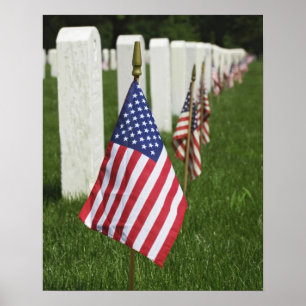 Poster Bandeiras americanas em túmulos de veteranos