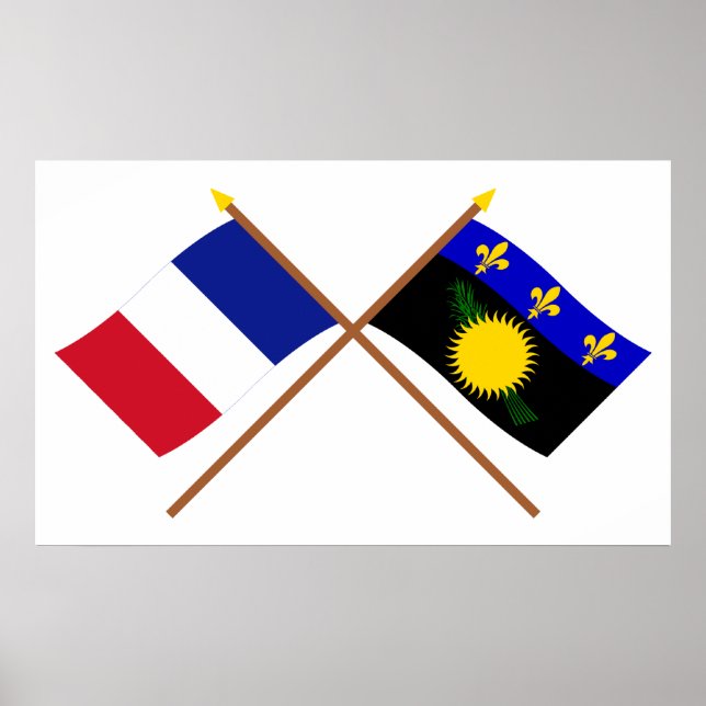 Poster Bandeiras cruzadas de França e Guadalupe (Frente)