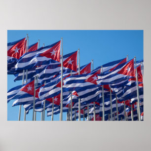 Póster Bandeiras Cubanas Ondulando