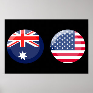 Poster Bandeiras da Austrália e dos EUA
