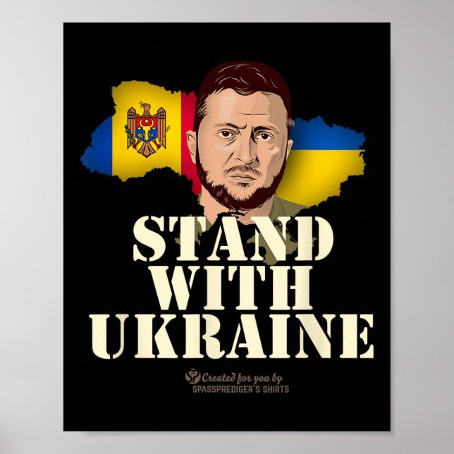 Poster Bandeiras da Ucrânia Zelensky da República da Mold (Frente)