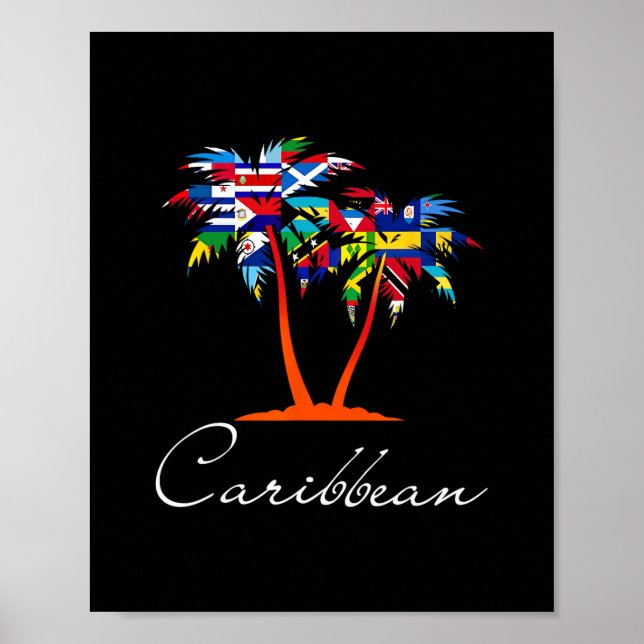 Poster Bandeiras das Ilhas do Caribe  (Frente)