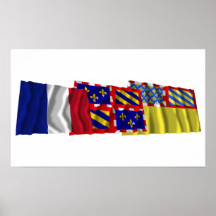 Póster Bandeiras de Côte-d'Or, de Bourgogne & de France