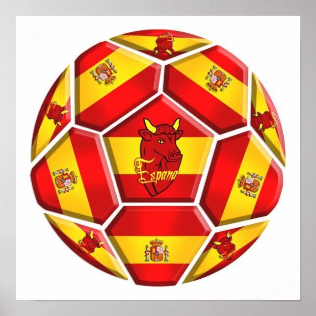 Póster Bandeiras de futebol de espanha La Furia Roja Toro (Frente)