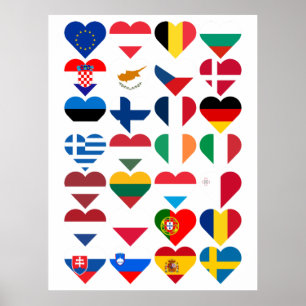 Poster Bandeiras do Cartão Postal da União Europeia