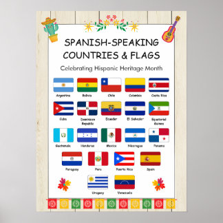 Poster Bandeiras do Mês da Herança Hispânica Cartaz para