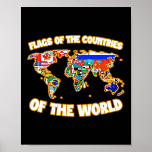 Poster Bandeiras Dos Países Da Internação Do Mapa Mundial