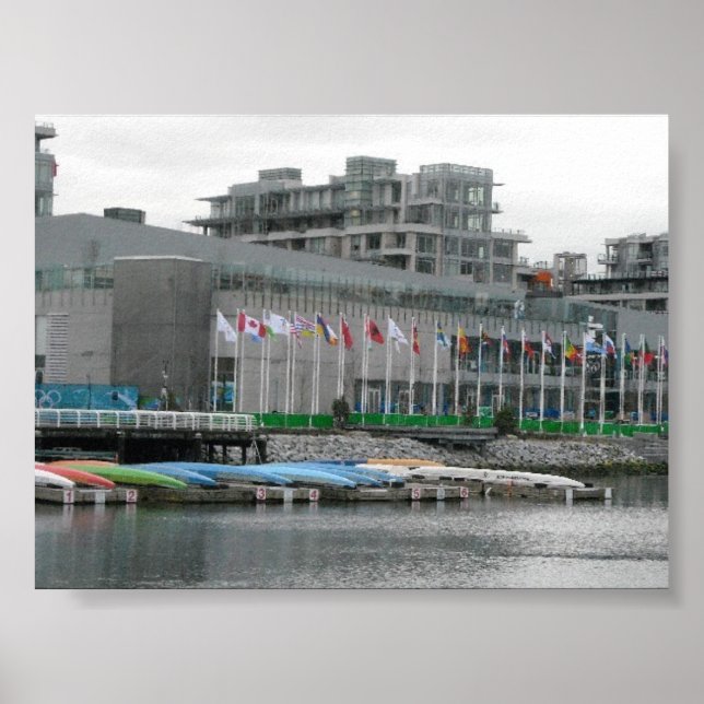 Póster Bandeiras e canoas coloridas (Frente)