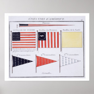 Póster Bandeiras e flâmulas marítimas americanas, de um
