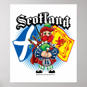 Póster Bandeiras e gaiteiro de Scotland