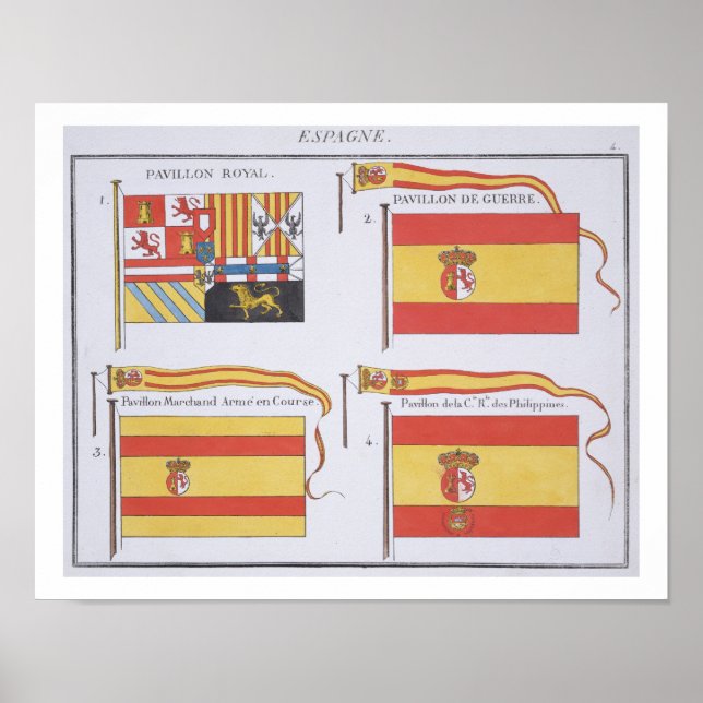 Poster Bandeiras espanholas, de um livro francês de sinal (Frente)